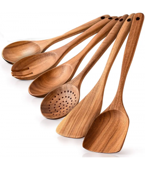 Combohome Kitchen Utensils Set NAYAHOSE Wooden Cooking Utensil Set Non-stick Pan Kitchen Tool Wooden Cooking Spoons