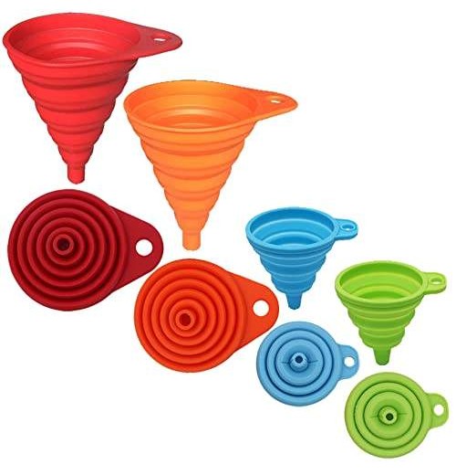 Different Size Muti-Colors Silicone Foldable Funnel Kitchen Tool Collapsible Dropping Funnel