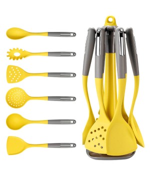 7 pcs silicone kitchen utensil set silicone cooking slotted tuner ladle Spaghetti scratch kitchenware set