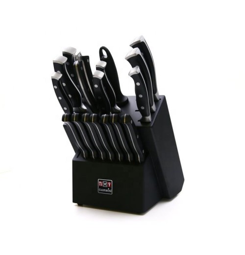 Professional 17 Pcs Multifunction Household Stainless Steel Forged Chef Knife Block Set with Knife Block