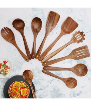 High Quality Modern Design Home Products 9-Piece Kitchen Tools Wooden Utensils Sets