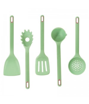 YJ Wonderful Custom 5 Pcs Kitchen Cooking Utensil Set Silicone Turner Tongs Kitchen Spoon Cooking Spatula Household Kitchenware