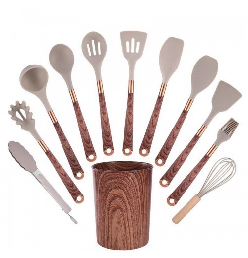 12-piece Kitchen utensils BPA-Free Silicone Custom LOGO cooking Tools Kitchen Accessories Kitchen Tools With Wood Handle 12-piece Kitchen utensils BPA-Free Silicone Custom LOGO cooking Tools Kitchen Accessories Kitchen Tools With Wood Handle