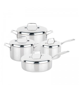 Wholesale High Quality Non Stick Soup & Stock Pots Sauce Pan Casserole Triply Stainless Steel 8 Pieces Cookware Sets With Lid