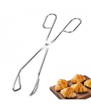 Custom logo Stainless Steel Korean Salad Scissor Tong Practical Bread BBQ Clip Food Tong Anti-scald Food Clamp