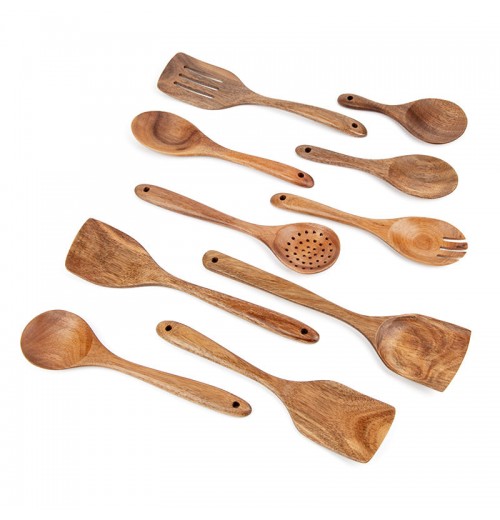 Wholesale Custom Cheap Natural Acacia Wooden Slot Spoons & Spatula Cooking Utensils sets for Kitchenware Wholesale Custom Cheap Natural Acacia Wooden Slot Spoons & Spatula Cooking Utensils sets for Kitchenware