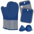 Blue Silicone Stripe Oven Mitt Pot Holder Set Kitchen Baking Cooking Heat Resistant Chef Oven Glove Set