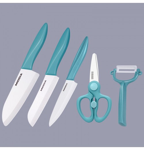MIDDIA 5 Pcs Kitchen Knife Set With Multifunctional Chef Knife, Paring Knife, Peeler