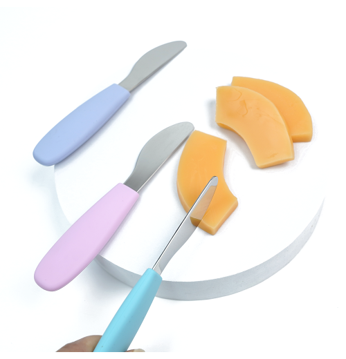 Hot Food Grade Silicone Utensil Set Training Knife Stainless Steel Kid Cutlery With Silicone Handle Hot Food Grade Silicone Utensil Set Training Knife Stainless Steel Kid Cutlery With Silicone Handle