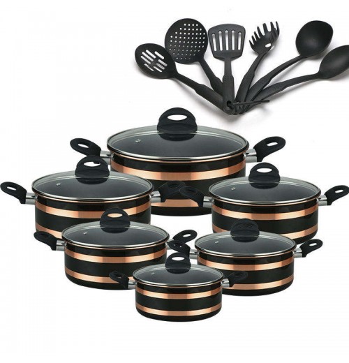 10 pcs Full Sizes Cooking Pots Casseroles nonstick cookware set with Lids with Nylon Utensils